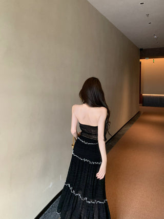 Black Halter with Mesh Skirt