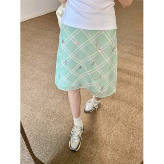 Floral Plaid Skirt