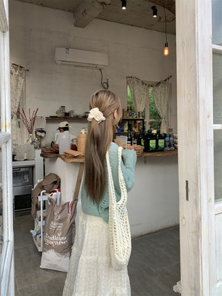 Green Cardigan with Jacquard Skirt