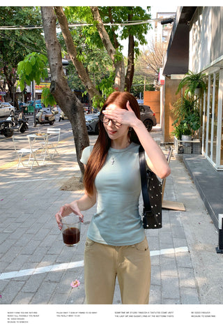 Round Neck Short Sleeve Top