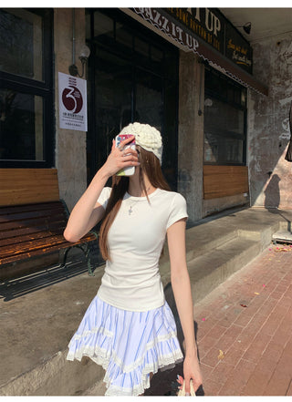 Round Neck Short Sleeve Top