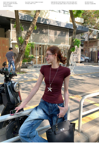 Round Neck Short Sleeve Top