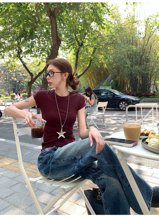 Round Neck Short Sleeve Top