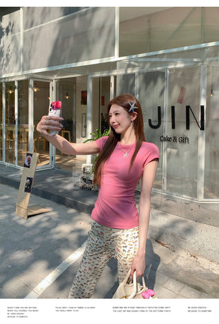 Round Neck Short Sleeve Top