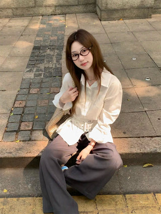 White Polo Shirt with Blue Cardigan