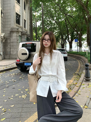 White Polo Shirt with Blue Cardigan