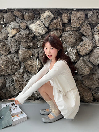 White Cardigan with Sling Dress