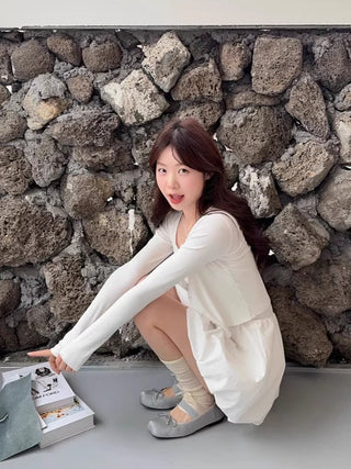 White Cardigan with Sling Dress