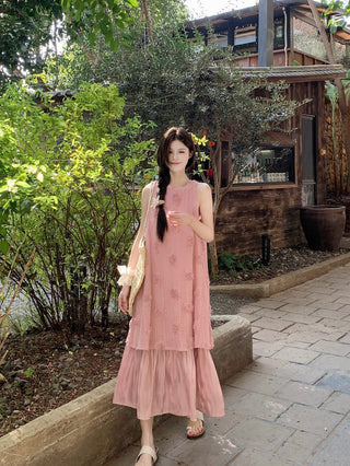 Flower Vest with A-Line Skirt