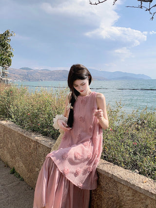 Flower Vest with A-Line Skirt