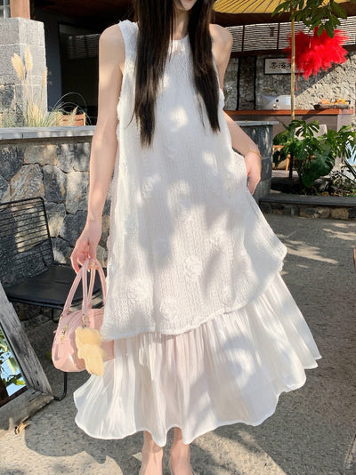 Flower Vest with A-Line Skirt