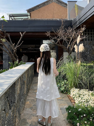 Flower Vest with A-Line Skirt