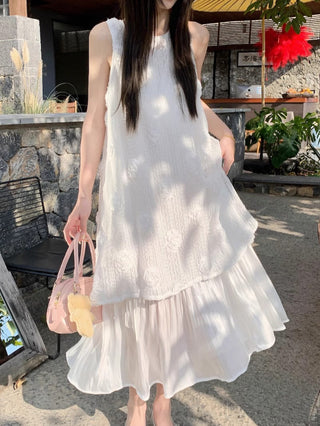 Flower Vest with A-Line Skirt