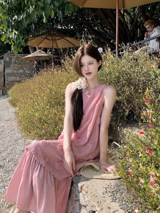 Flower Vest with A-Line Skirt