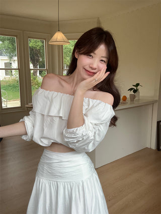 Off-Shoulder Shirt with Skirt