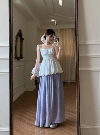 Lace Spaghetti Strap Vest with Skirt