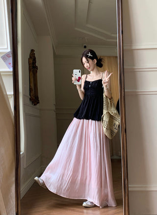 Lace Spaghetti Strap Vest with Skirt