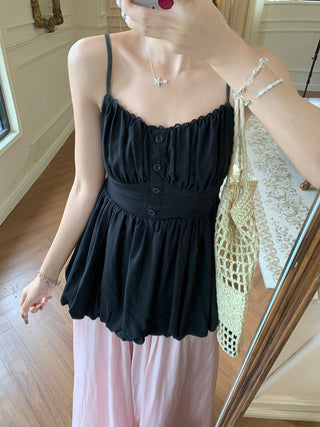 Lace Spaghetti Strap Vest with Skirt