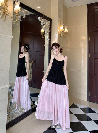 Lace Spaghetti Strap Vest with Skirt