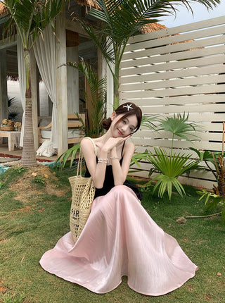 Lace Spaghetti Strap Vest with Skirt