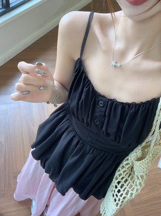 Lace Spaghetti Strap Vest with Skirt