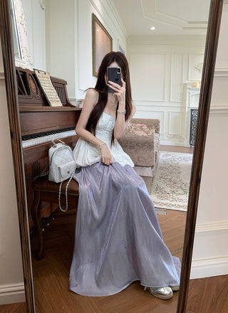 Lace Spaghetti Strap Vest with Skirt