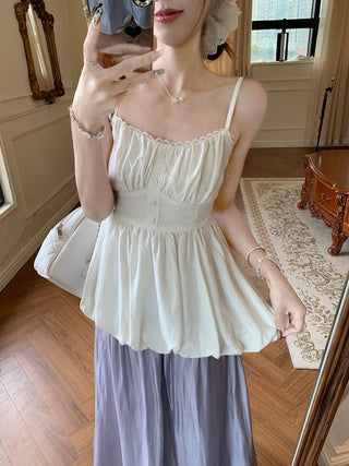 Lace Spaghetti Strap Vest with Skirt