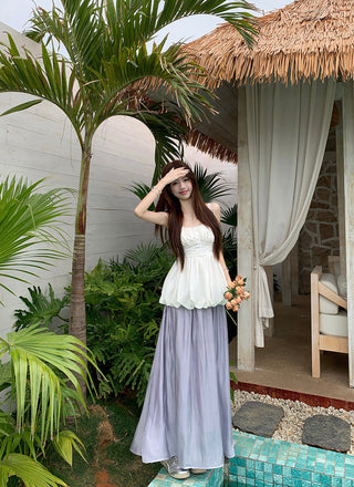 Lace Spaghetti Strap Vest with Skirt