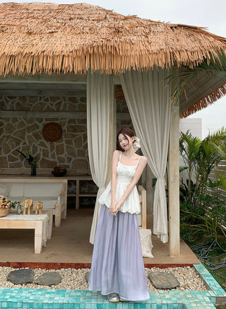 Lace Spaghetti Strap Vest with Skirt
