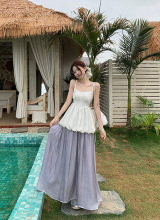 Lace Spaghetti Strap Vest with Skirt