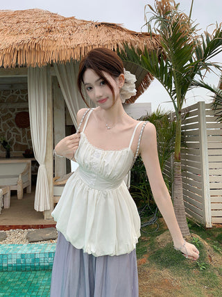 Lace Spaghetti Strap Vest with Skirt