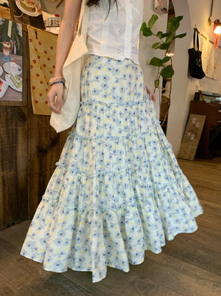 Puff Sleeve Lace Shirt with Skirt