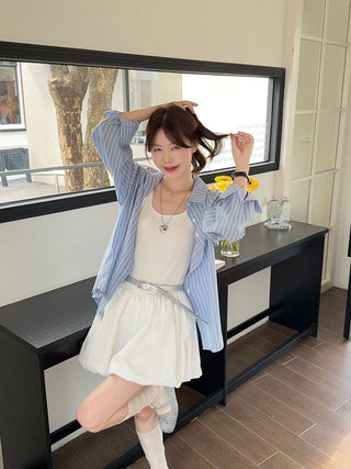 Striped Polo with White Vest