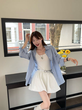 Striped Polo with White Vest