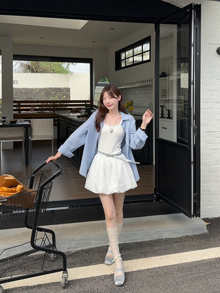 Striped Polo with White Vest