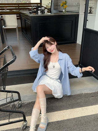 Striped Polo with White Vest