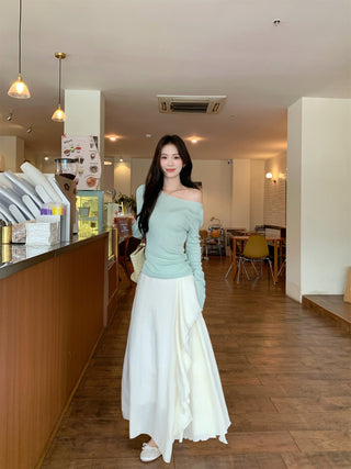 Green Off-Shoulder with Skirt