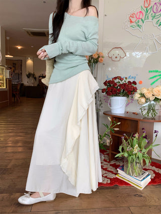 Green Off-Shoulder with Skirt