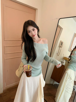Green Off-Shoulder with Skirt