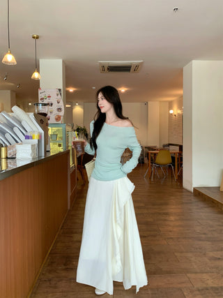 Green Off-Shoulder with Skirt