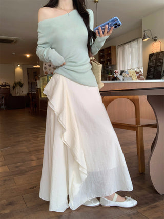 Green Off-Shoulder with Skirt