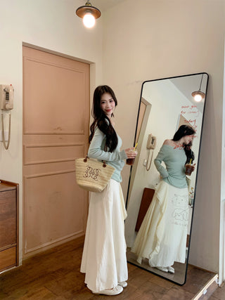 Green Off-Shoulder with Skirt