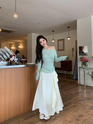Green Off-Shoulder with Skirt