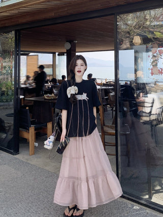Lace Patch Top with Skirt