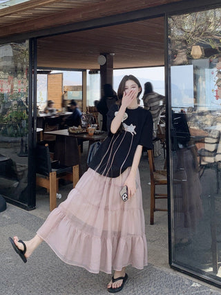 Lace Patch Top with Skirt
