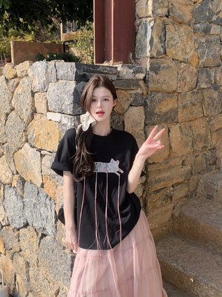 Lace Patch Top with Skirt