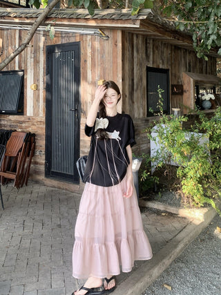 Lace Patch Top with Skirt