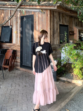Lace Patch Top with Skirt