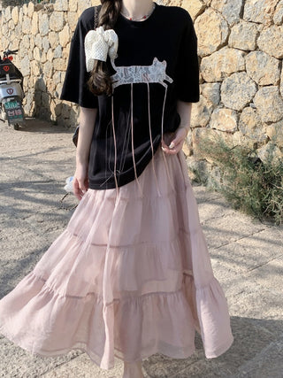 Lace Patch Top with Skirt