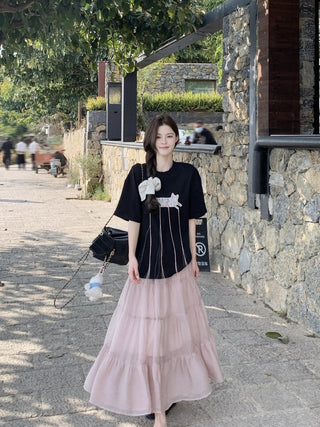 Lace Patch Top with Skirt